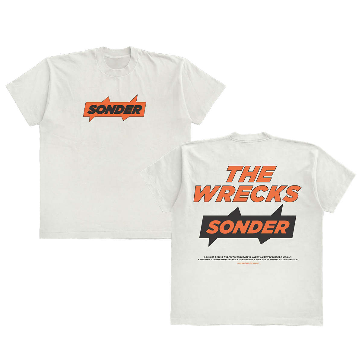 The Wrecks Ivory Sonder Tee front and back